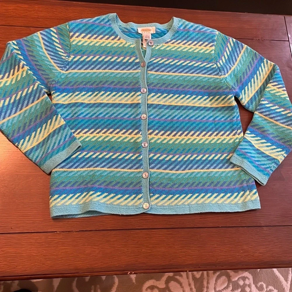 Vintage Talbots Petites Cardigan. Large petite. Spring colors.